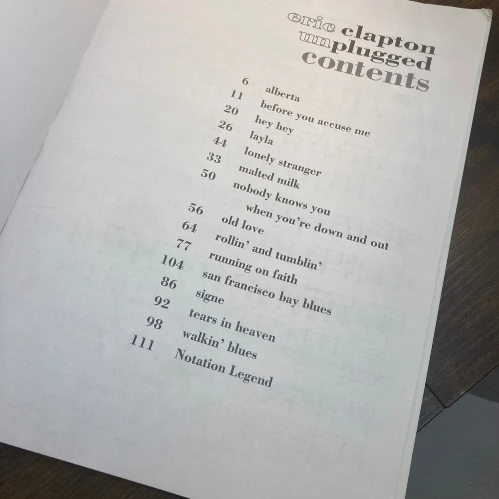 Eric Clapton Unplugged Guitar Tab Songbook Hal Leonard 1992 Transcriptions